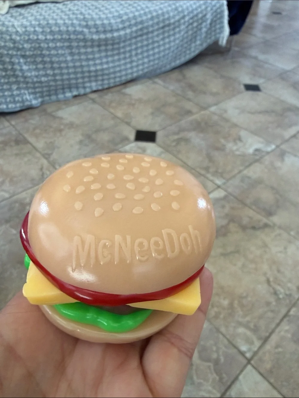 McDoh Novelty Burger Squishy Toy - Tan, Red, Yellow, Green